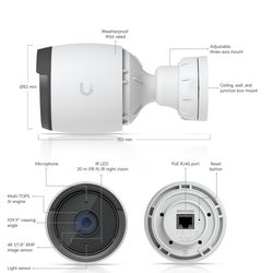 Cameră de supraveghere UniFi Protect G6 Bullet 4K, albă (UVC-G6-Bullet-W)